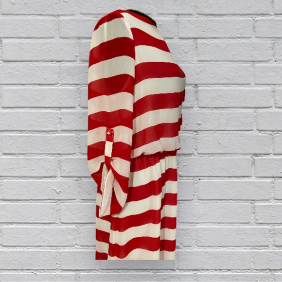 Beautiful Charming Charlie's Red & White Sheer Dress with a built in slip 🤍 - Picture 2 of 3